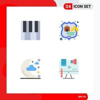 Group of 4 Flat Icons Signs and Symbols for keyboard night firewall storage business Editable Vector Design Elements