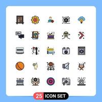 paquete de iconos vectoriales de stock de 25 signos y símbolos de línea para elementos de diseño vectorial editables de cine multimedia objetivo de idea de bombilla vector