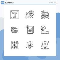 Mobile Interface Outline Set of 9 Pictograms of standard safe investment date file Editable Vector Design Elements