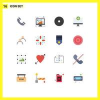 Pack of 16 Modern Flat Colors Signs and Symbols for Web Print Media such as gadget computers data add laptop Editable Pack of Creative Vector Design Elements
