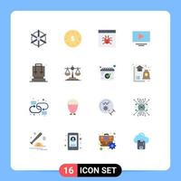 16 iconos creativos, signos y símbolos modernos de la bolsa, aplicación de youtube, desarrollo de juegos, paquete editable de elementos creativos de diseño de vectores. vector