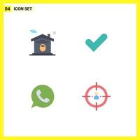 Group of 4 Flat Icons Signs and Symbols for home chat real estate tick watts app Editable Vector Design Elements