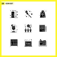 Pictogram Set of 9 Simple Solid Glyphs of business user diamond team rescource Editable Vector Design Elements