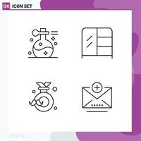 Set of 4 Vector Filledline Flat Colors on Grid for beauty dad spa interior fathers day Editable Vector Design Elements