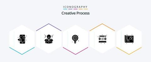 Creative Process 25 Glyph icon pack including . sketch. bulb. process. layout vector