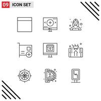 9 Thematic Vector Outlines and Editable Symbols of calendar devices dancer computers add Editable Vector Design Elements