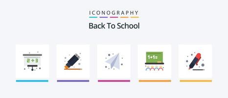 Back To School Flat 5 Icon Pack Including highlighter. drawing. education. back to school. board. Creative Icons Design vector