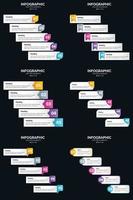 plantilla de diapositiva de presentación del paquete de infografías vectoriales 6 diagramas de ciclo de 5 pasos y líneas de tiempo vector