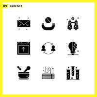 9 Universal Solid Glyph Signs Symbols of transfer employee find avatar interface Editable Vector Design Elements