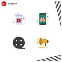 Modern Set of 4 Flat Icons and symbols such as hot charge drink online shop speaker Editable Vector Design Elements