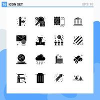 Pack of 16 Modern Solid Glyphs Signs and Symbols for Web Print Media such as account court condom finance bank Editable Vector Design Elements