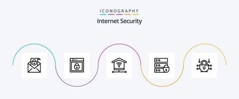 Internet Security Line 5 Icon Pack Including network. key. internet security. device vector