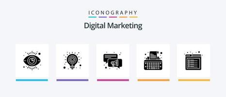 paquete de iconos de glifo 5 de marketing digital que incluye pestaña. navegador. conversacion. escritor. escribe. diseño de iconos creativos vector