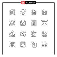 Pack of 16 creative Outlines of speaker hardware wifi computer objective Editable Vector Design Elements