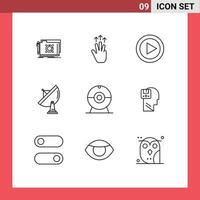 9 Creative Icons Modern Signs and Symbols of space antenna touch satellite play Editable Vector Design Elements