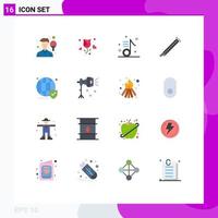 16 User Interface Flat Color Pack of modern Signs and Symbols of instrument audio propose song musical Editable Pack of Creative Vector Design Elements