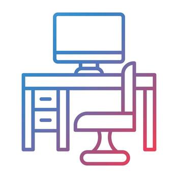 Computer Table Line Gradient Icon vector