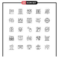 conjunto de 25 iconos modernos de la interfaz de usuario signos de símbolos para la decoración caja de bolas dirección de contacto elementos de diseño vectorial editables vector