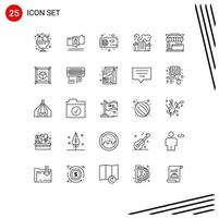 Set of 25 Vector Lines on Grid for power industry secure factory radiator Editable Vector Design Elements