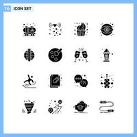 16 Universal Solid Glyphs Set for Web and Mobile Applications market analysis money cake marketing business Editable Vector Design Elements