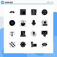 Group of 16 Modern Solid Glyphs Set for scary dead sidebar paper rgb Editable Vector Design Elements