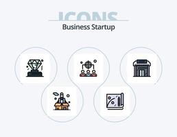 Business Startup Line Filled Icon Pack 5 Icon Design. share. network . medal. business . goal vector