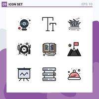 Set of 9 Modern UI Icons Symbols Signs for online learning library harbour education reservation Editable Vector Design Elements