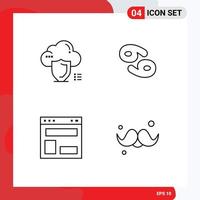 Pictogram Set of 4 Simple Filledline Flat Colors of cloud blog layout safety cancer web layout Editable Vector Design Elements