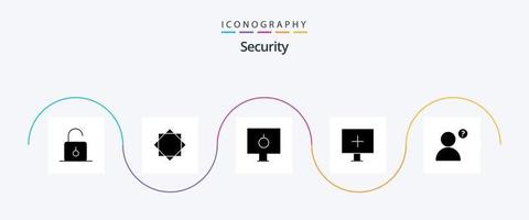 paquete de iconos de glifo de seguridad 5 que incluye advertencia. alerta. advertencia. apuntar. ordenador personal vector