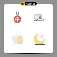 paquete de iconos planos de 4 símbolos universales de decoración de desayuno de bolas huevos de campamento elementos de diseño vectorial editables vector