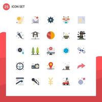 Flat Color Pack of 25 Universal Symbols of structure people cinema hierarchy business Editable Vector Design Elements