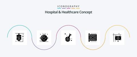 Hospital and Healthcare Concept Glyph 5 Icon Pack Including . care. hospital vector