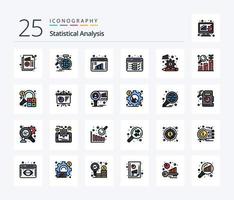 Statistical Analysis 25 Line Filled icon pack including web. development. globe. analysis. data computation vector