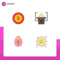 4 Universal Flat Icons Set for Web and Mobile Applications dollar coin holidays education easter egg energy Editable Vector Design Elements