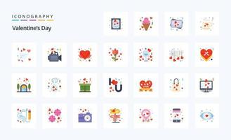 paquete de iconos de color plano de 25 días de san valentín vector