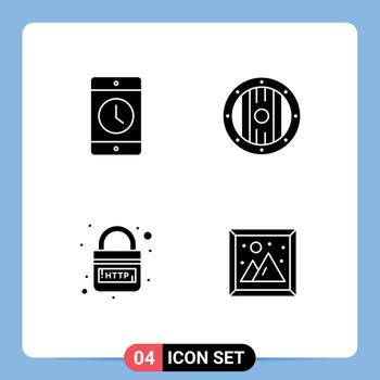 Solid Glyph Pack of 4 Universal Symbols of cellphone domain phone game internet Editable Vector Design Elements