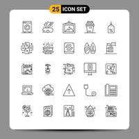 Set of 25 Modern UI Icons Symbols Signs for label trash underwater junk bin Editable Vector Design Elements