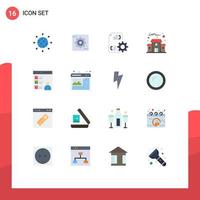 16 Universal Flat Colors Set for Web and Mobile Applications coding app develop school building Editable Pack of Creative Vector Design Elements