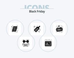 Black Friday Glyph Icon Pack 5 Icon Design. sign. discount. sale notice. christmas. shopping vector