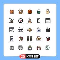 grupo de símbolos de icono universal de 25 colores planos de línea llena moderna de artículos de bloqueo web cesta de internet elementos de diseño vectorial editables vector
