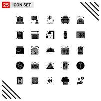 25 Universal Solid Glyphs Set for Web and Mobile Applications interface school opinion education building police Editable Vector Design Elements