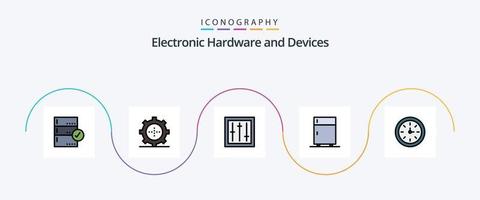 Devices Line Filled Flat 5 Icon Pack Including equipment. electric. technology. devices. mixer vector