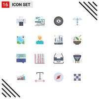 16 Universal Flat Colors Set for Web and Mobile Applications gps map award greece medical Editable Pack of Creative Vector Design Elements