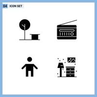 Universal Icon Symbols Group of 4 Modern Solid Glyphs of city dad place radio father Editable Vector Design Elements