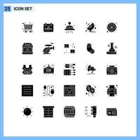 Set of 25 Modern UI Icons Symbols Signs for investment science astronomy satellite dish radar Editable Vector Design Elements
