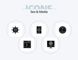 seo y media glyph icon pack 5 diseño de iconos. mejoramiento. medios de comunicación. web. motor. mejoramiento vector