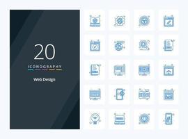 20 Web Design Blue Color icon for presentation vector