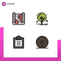 Filledline Flat Color Pack of 4 Universal Symbols of location tasks point plant cake Editable Vector Design Elements