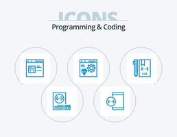 Programming And Coding Blue Icon Pack 5 Icon Design. coding. app. development. html. develop vector