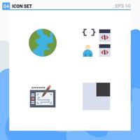 4 Universal Flat Icon Signs Symbols of earth mobile app develop layout Editable Vector Design Elements